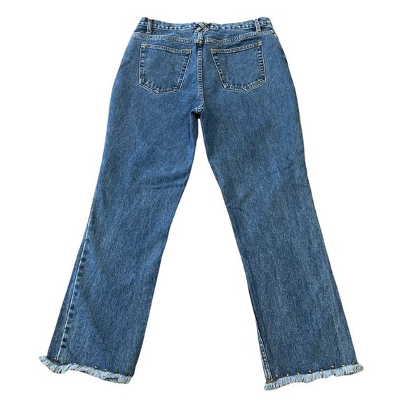 Vintage High Rise Studded Denim Jeans with Studded Raw Hem 35” X 29.5” - Picture 8 of 8